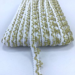 Beyaz Gold Kenarlı Dekoratif Şerit-KHC-1208