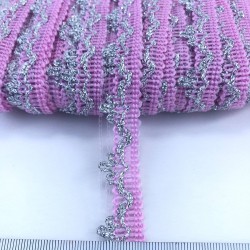 Pembe Gümüş Kenarlı Dekoratif Şerit-KHC-1209