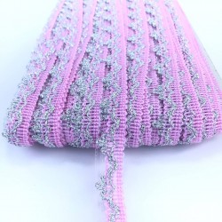 Pembe Gümüş Kenarlı Dekoratif Şerit-KHC-1209