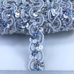 Gümüş Pullu Dekoratif Şerit-KHC-1213