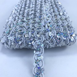 Gümüş Pullu Dekoratif Şerit-KHC-1213