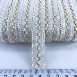 Krem Üç Çizgi Gold Dekoratif Şerit-KHC-1215 Krem Üç Çizgi Gold Dekoratif Şerit-KHC-1215