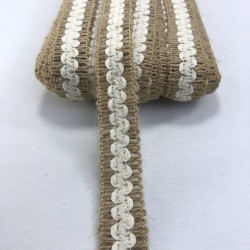 Beyaz Detaylı Hasır Dekoratif Şerit-KHC-1219