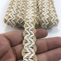 Beyaz Çapraz Desenli Hasır Dekoratif Şerit-KHC-1221