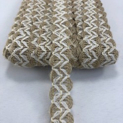 Beyaz Çapraz Desenli Hasır Dekoratif Şerit-KHC-1221