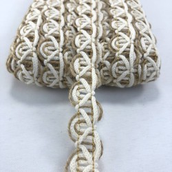 Beyaz Zincir Desenli Hasır Dekoratif Şerit-KHC-1223