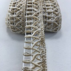 Beyaz Hasır Karışımı Dekoratif Şerit-KHC-1226