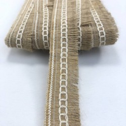 Beyaz Detaylı Hasır Şerit Püskül-KHC-1229