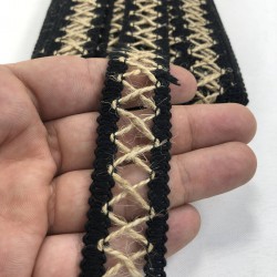 Siyah Hasır Detaylı Dekoratif Şerit-KHC-1230