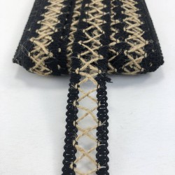 Siyah Hasır Detaylı Dekoratif Şerit-KHC-1230