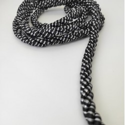 Siyah Gümüş Simli 10 mm Kalın Kordon-KHC-130