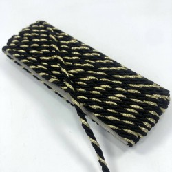 Siyah Gold Kordon 4 mm 10 Metre-KHC-158