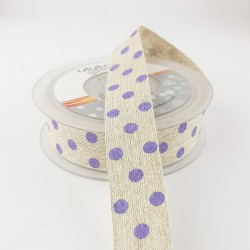 Lila Nokta Baskılı Keten Kurdele-KK-1053 Lila Nokta Baskılı Keten Kurdele-KK-1053