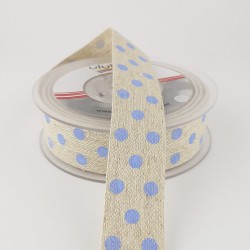 Bebe Mavi Nokta Baskılı Keten Kurdele-KK-1056