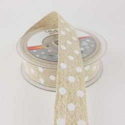 Beyaz Nokta Baskılı Keten Kurdele-KK-1057