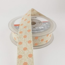 Turuncu Nokta Baskılı Keten Kurdele-KK-1061