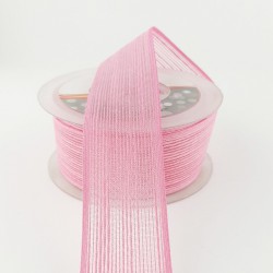 Pembe Efektli Keten Kurdele 4 cm-KK-1075