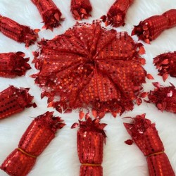 Kırmızı Renk Pullu Halay Mendili,Düğün Gelin Damat Düğün Nedime Kına Söz Nişan Sünnet Mendil 10 Adet Kırmızı-KM-1001