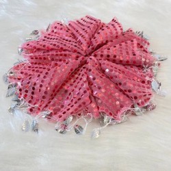 Pembe Renk Pullu Halay Mendili,Düğün Gelin Damat Düğün Nedime Kına Söz Nişan Sünnet Mendil 10 Adet Pembe-KM-1005