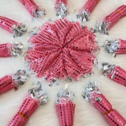 Pembe Renk Pullu Halay Mendili,Düğün Gelin Damat Düğün Nedime Kına Söz Nişan Sünnet Mendil 10 Adet Pembe-KM-1005