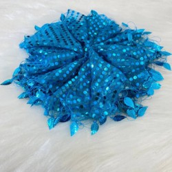 Mavi Renk Pullu Halay Mendili,Düğün Gelin Damat Düğün Nedime Kına Söz Nişan Sünnet Mendil 10 Adet Mavi-KM-1006