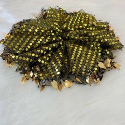 Siyah Gold Pullu Halay Mendili,Düğün Gelin Damat Düğün Nedime Kına Söz Nişan Sünnet Mendil 10 Adet Siyah Gold-KM-1008