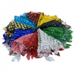 Karışık Renk Pullu Halay Mendili,Düğün Gelin Damat Düğün Nedime Kına Söz Nişan Sünnet Mendil 20 Adet Karışık-KM-1010