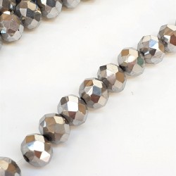 Gümüş Rengi Kaplama Kristal Boncuk 8 mm-KRB-1050