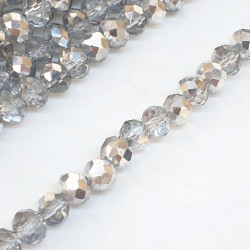 Gümüş Şeffaf Kristal Boncuk 6 mm-KRB-1106