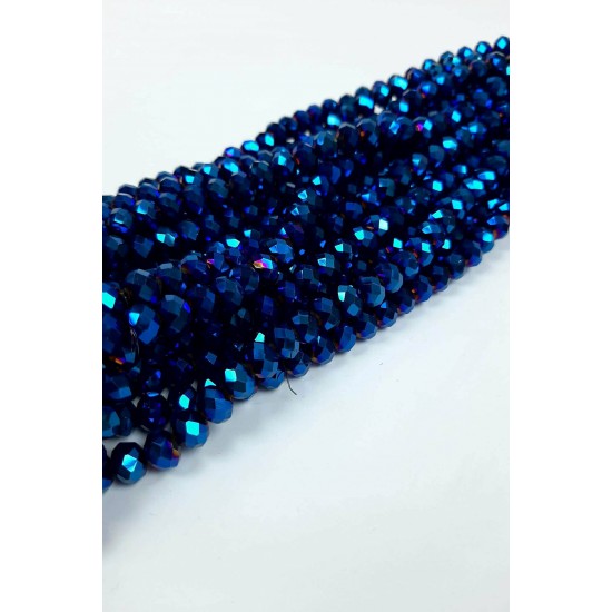 Saks Mavi Kaplama Kristal Boncuk-KRB-1133