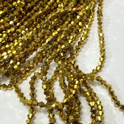 Gold Kaplama Piramit Dizi Kaplama Boncuk 4 Mm 1 Dizi-KRB-1177