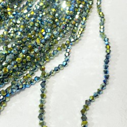 Yeşil Kaplama Piramit Dizi Kaplama Boncuk 4 Mm 1 Dizi-KRB-1178