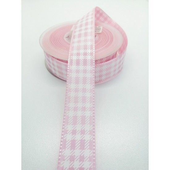 Pembe Tafta Kurdele 2,5 cm 1 Metre-KRD-108