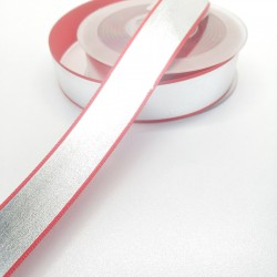 Gri Kırmızı Varak Baskılı Kurdele 2,5 cm 1 Metre-KRD-111