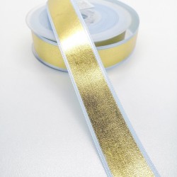 Sarı Mavi Varak Baskılı Kurdele 2,5 cm 1 Metre-KRD-113