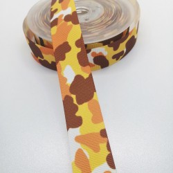 Turuncu Kamuflaj Desenli Grogren Kurdele 2,5 cm 1 Metre-KRD-115
