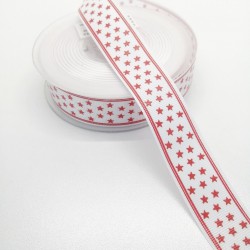 Kırmızı Beyaz Yıldızlı Grogren Kurdele 2,5 cm 1 Metre-KRD-125 Kırmızı Beyaz Yıldızlı Grogren Kurdele 2,5 cm 1 Metre-KRD-125