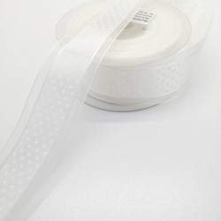 Beyaz Yarım Puantiyeli Organze Kurdele 4 cm 1 Metre-KRD-127