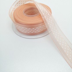 Turuncu Yarım Puantiyeli Organze Kurdele 2,5 cm 1 Metre-KRD-129