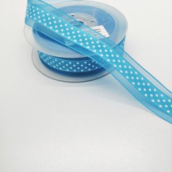 Mavi Yarım Puantiyeli Organze Kurdele 2,5 cm 1 Metre-KRD-132