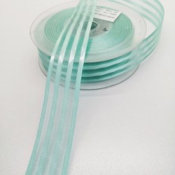 Su Yeşili Saten Çizgili Şifon Kurdele 2,5 cm 1 Metre-KRD-142