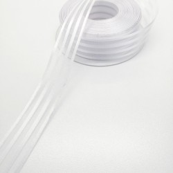 Beyaz Saten Çizgili Şifon Kurdele 2,5 cm 1 Metre-KRD-143