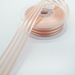 Yavruağzı Saten Çizgili Şifon Kurdele 2,5 cm 1 Metre-KRD-145
