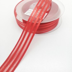 Kırmızı Saten Çizgili Şifon Kurdele 2,5 cm 1 Metre-KRD-147 Kırmızı Saten Çizgili Şifon Kurdele 2,5 cm 1 Metre-KRD-147