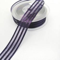 Mor Saten Çizgili Şifon Kurdele 2,5 cm 1 Metre-KRD-150