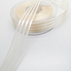 Açık Krem Saten Çizgili Şifon Kurdele 2,5 cm 1 Metre-KRD-151