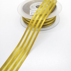 Hardal Saten Çizgili Şifon Kurdele 2,5 cm 1 Metre-KRD-152