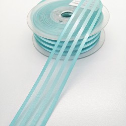 Açık Mavi Saten Çizgili Şifon Kurdele 2,5 cm 1 Metre-KRD-153