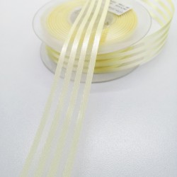 Sarı Saten Çizgili Şifon Kurdele 2,5 cm 1 Metre-KRD-154