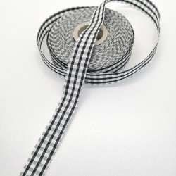 Siyah Kareli Tafta Kurdele 1,5 cm 1 Metre-KRD-158